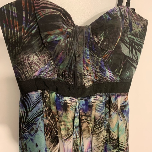 BLACK MULTI-COLORED ‘TAE’ PRINTED STRAPLESS GOWN - Picture 6 of 10